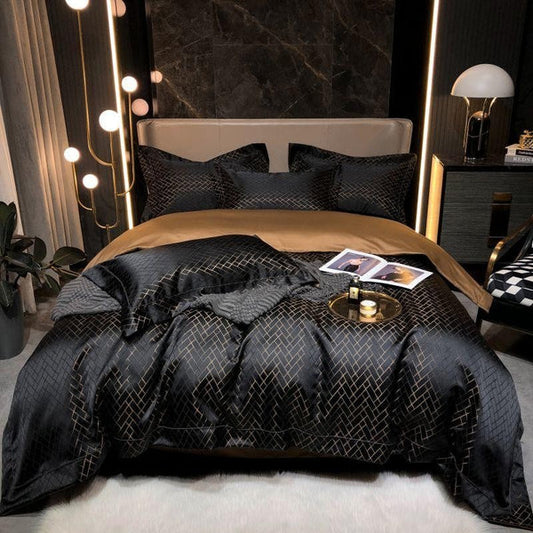 Talia Black Cotton Satin Bedding